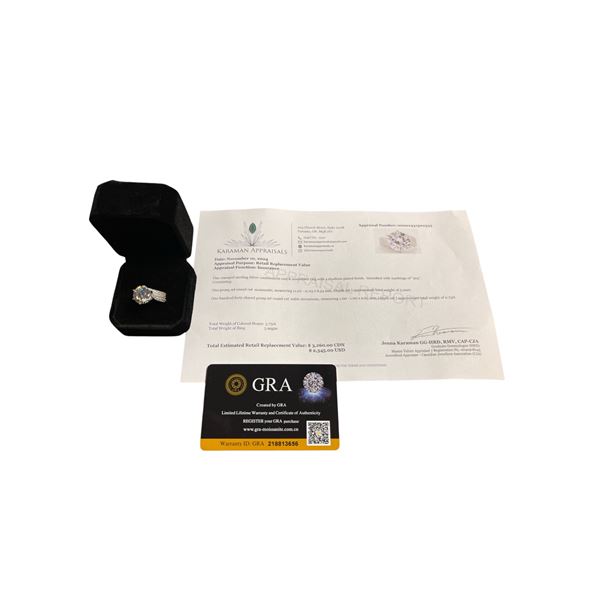 5.00 CT GRA CERTIFIED ROUND BRILLIANT CUT MOISSANITE STONE VVS D COLOR SET WITH 140 ROUND BRILLIANT 