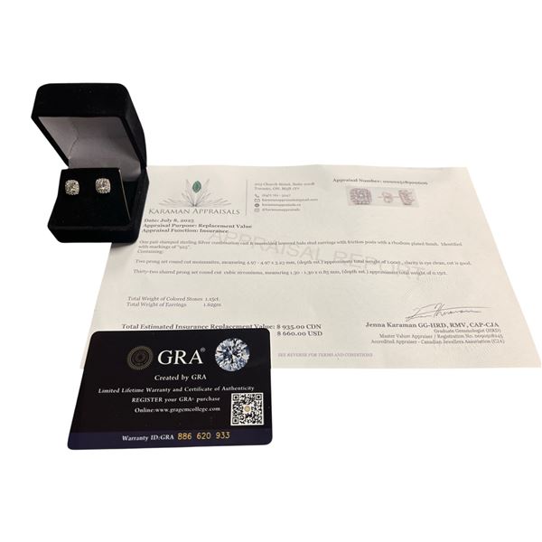 1.00 CT TW GRA CERTIFIED ROUND BRILLIANT CUT MOISSANITE STONES VVS D COLOR WITH 32 ROUND BRILLIANT C