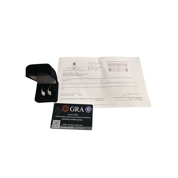 1.00 CT TW GRA CERTIFIED ROUND BRILLIANT CUT MOISSANITE STONES VVS D COLOR SET IN TEAR DROP EARRING 