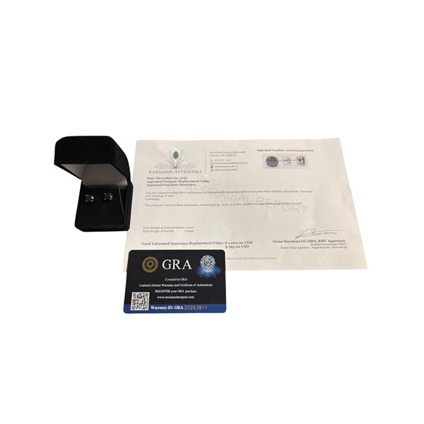 2.00 CT TW GRA CERTIFIED ROUND BRILLIANT CUT MOISSANITE STONES VVS BLACK COLOR SET IN 4 CLAW HEAD SE