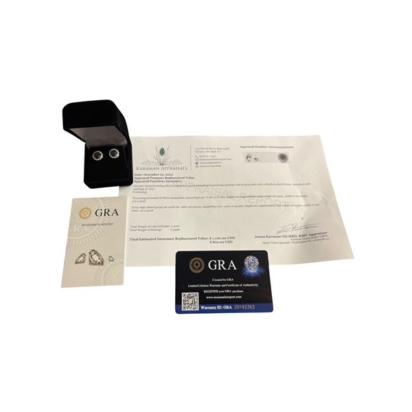 2.00 CT GRA CERTIFIED ROUND BRILLIANT CUT MOISSANITE STONE VVS BLACK COLOR WITH 48 ROUND BRILLIANT C