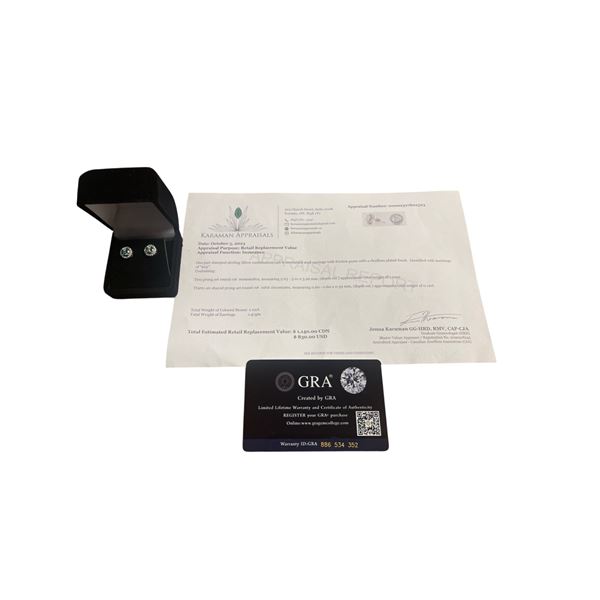 1.00 CT TW GRA CERTIFIED ROUND BRILLIANT CUT MOISSANITE STONE VVS BLUISH GREEN COLOR WITH 36 ROUND B