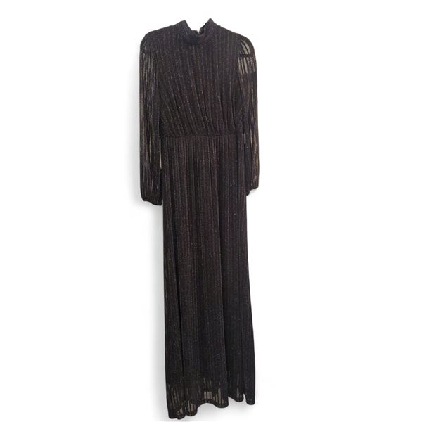 Vintage Angeleye Black Sheer Shimmer Maxi Dress, Size M - R.V. $139