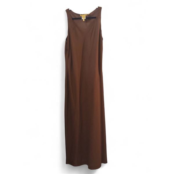Donna Karan Signature Brown Silk Dress, Size 12 - Made in Hong Kong, R.V. $98.100