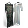 Image 1 : Vintage Movie Star Mint Lace Robe & Green Patterned Mesh Maxi Dress - Size S, R.V $119.100