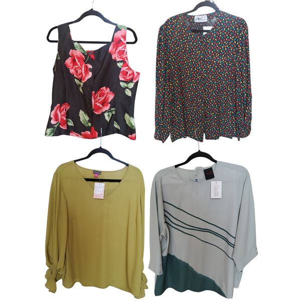 Vintage group of 4 Women's Tops & Blouses, Size L - includes Milly, Vince Camuto & More - Approx. To