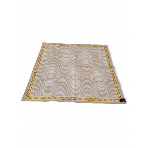 Fendi Gavroche Cotton Square Mini Scarf, w/ Box (no COA)