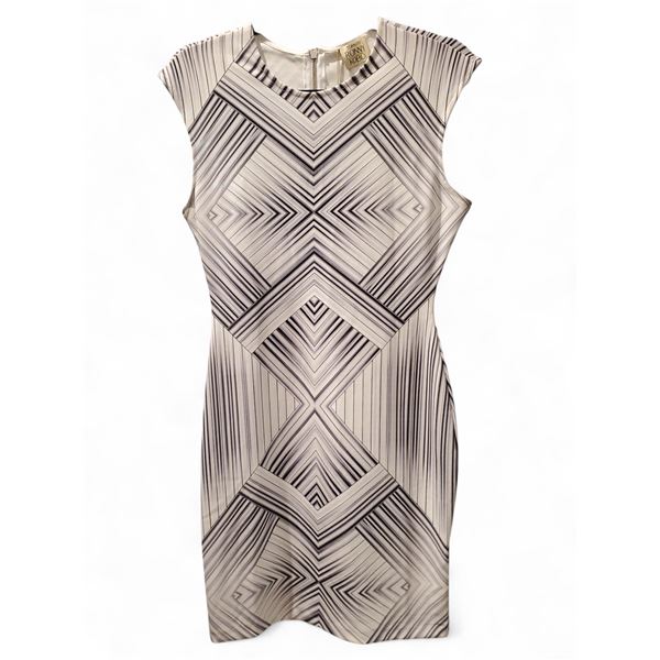 Vintage Torn by Ronny Kobo "Morgan" Sleeveless Bodycon Black & White Maze Pattern Dress - Size M