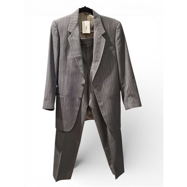 Vintage Daniel Kane Pure Wool Grey Striped Suit, w/ Blazer & Pant, Size M - R.V. $117