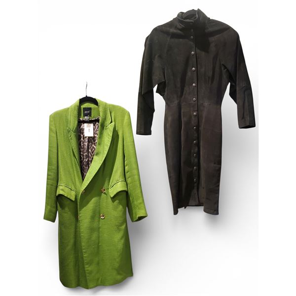 Group of 2 Vintage Black Suede & Smyth Green Lining Silk Coats, Size XS & S/M - Total R.V. $124.100