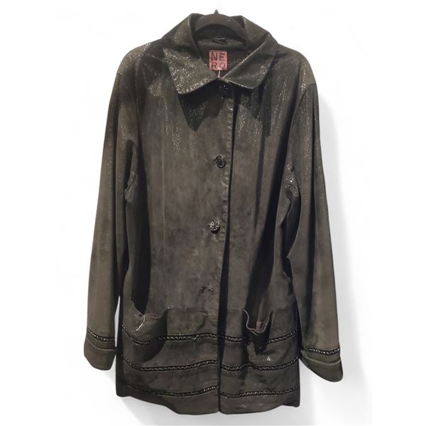 Vintage Nero Shiny Black Suede Jacket, Size L - R.V. $139