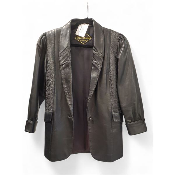 Vintage Hoi Cheung Black Leather Jacket, Size 7 - R.V. $159