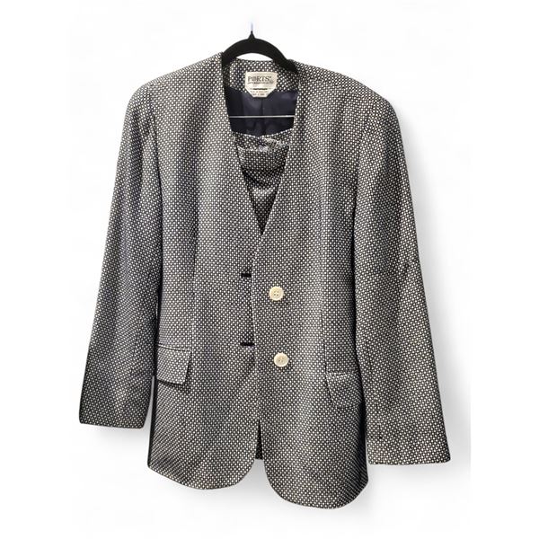 Vintage Designer Ports Lined Houndstooth Pattern Suit, w/ Blazer & Pencil Skit - Size 6 (Top) & 4 (S