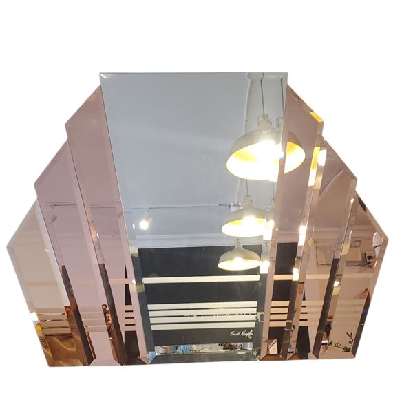 Vintage Double-Tones Art Deco Style Mirror - 31" H (Bidder is responsible for removal)