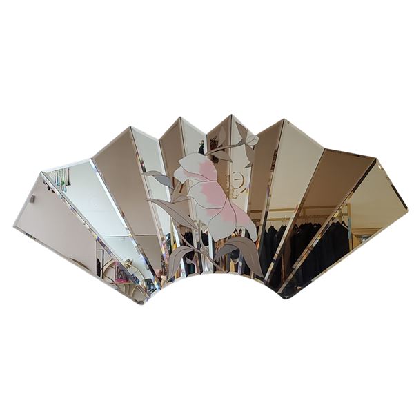 Vintage Wide art Deco Floral Style Mirror - approx. 30" x 36" (Bidder is responsible for removal)