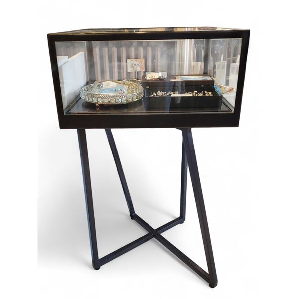 Black Glass Display Case Cabinet - approx. 24" x 24" x 43"