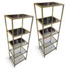 Image 1 : Set of 2 Five-Tiers Metal Golden Glass Shelf - approx. 16" x 12" x 49"