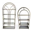 Image 1 : Set of 2 Metal Golden Arch Art-Deco Style Shelves - approx. 32" x 62 / 35" x 72"