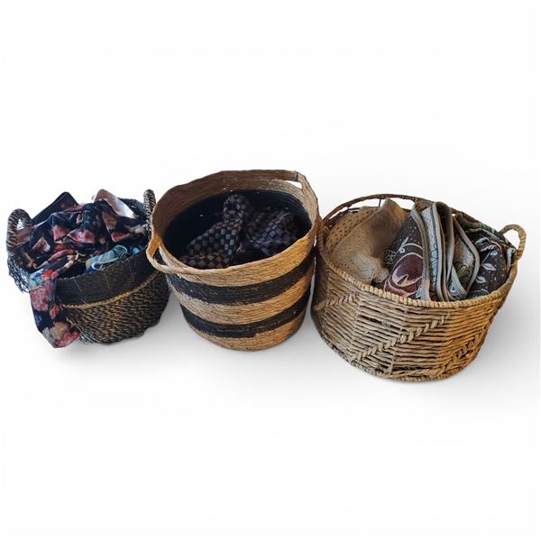 Group of 3 baskets & Accessories Content - includes crochet Blanket, Tops & More