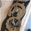 Image 3 : Vintage Collectible Horse Brass Badges Medallions on Leather - approx. 22" H