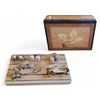 Image 1 : Vintage Wooden Box & Assorted Golden Jewellery - includes Clip Earrings, Brooch & Wooden Tray