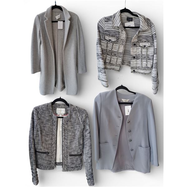 Vintage group of 4 Gray Blouses, Jackets & Coats, Size XS - includes Peter Nygard Silk Jacket, Banan