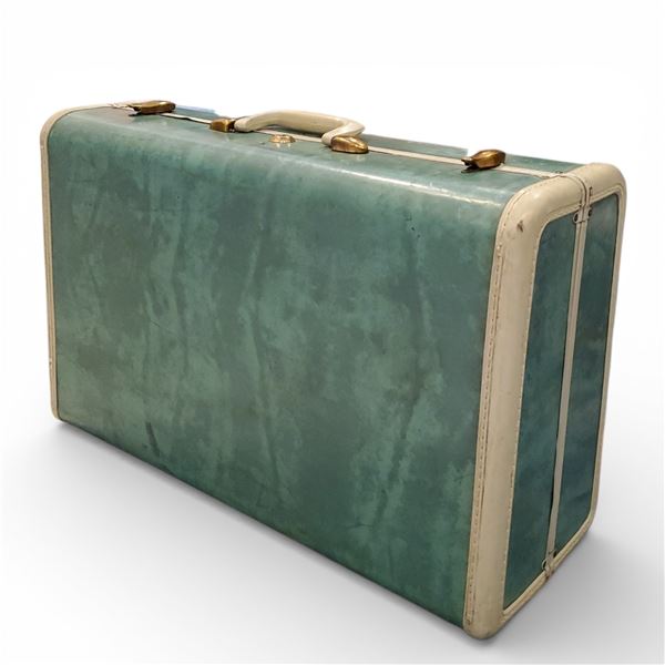 Vintage Samsonite Bermuda Green Marbled Hard-Body Suitcase - circa 1950's