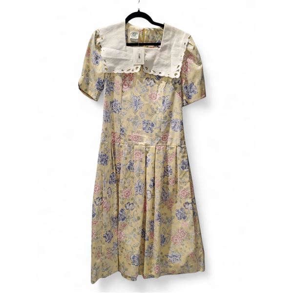 Rare Vintage Laura Ashley 1980's Yellow Floral Dress, Size 9