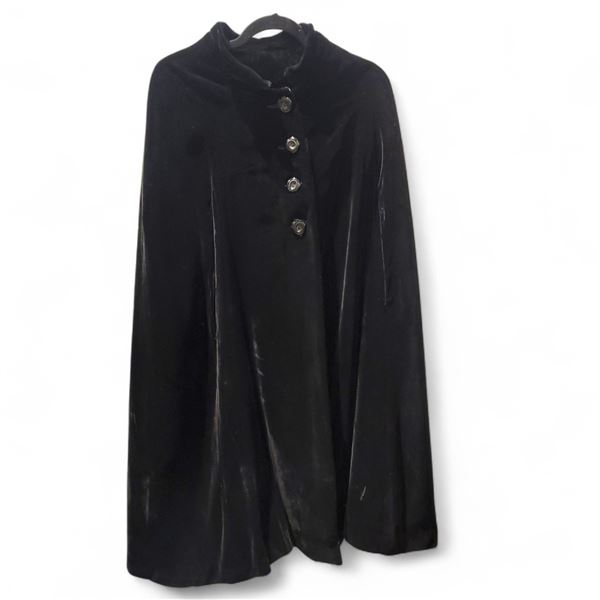 Vintage Black Velvet Cap, Size S