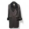 Image 1 : Vintage Donna Karan (DKNY) Black Patterned Faux Fur Collar & Cuffs Walker Coat, Size M - R.V. $118.1
