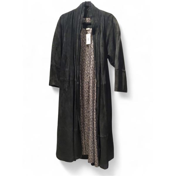 Vintage Bagatelle Black Suede Patterned Inner lining Coat, Size M - R.V. $128.100