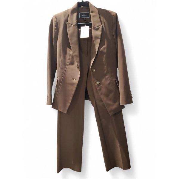 Vintage Le Château Ladies Brown Suit Set, w/ Blazer & Pant - Made in Canada, Size XS