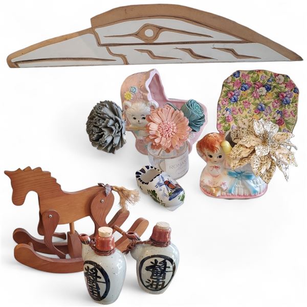 Vintage group of Assorted Decorative Items - includes Royal Winton "Sweet Pea" Plate, Ceramics & Mor