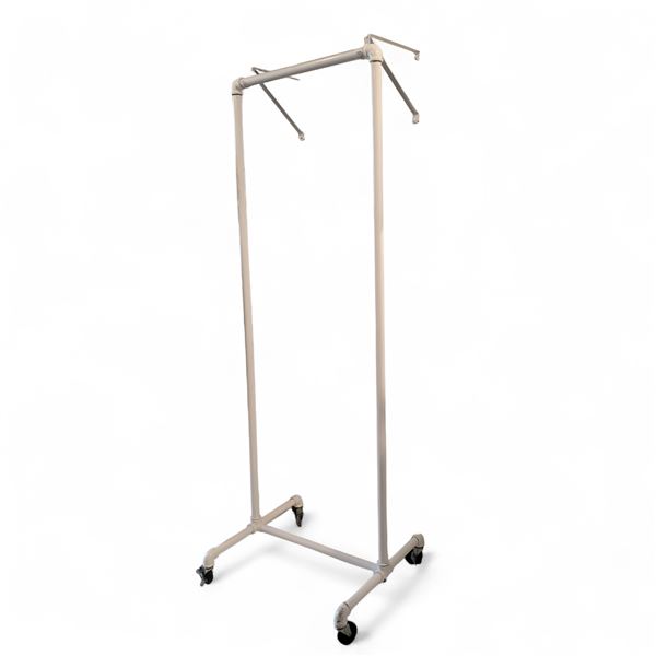 White Clothing Rack on Wheels - Bidder is responsible for removal