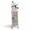 Image 1 : 3-Tiers White Glass & Metal Glass Cabinet, includes Floral Compositions & Vases - with keys (do not 
