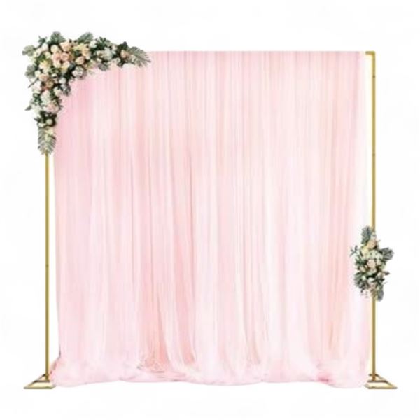 Golden Metal Backdrop Decorative Frame & Curtains