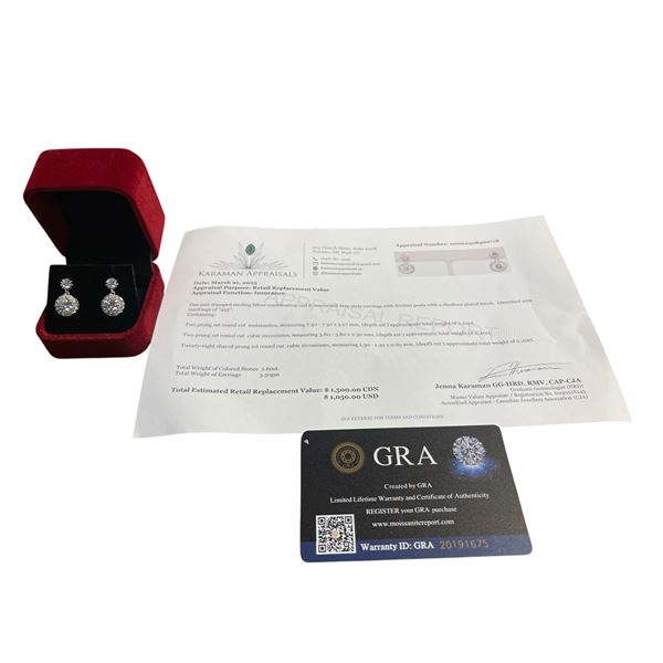 2.00 CT GRA CERTIFIED ROUND BRILLIANT CUT MOISSANITE STONE VVS D COLOR WITH 28 ROUND BRILLIANT CUT C