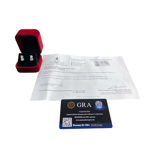 3.00 CT TW GRA CERTIFIED ROUND BRILLIANT CUT MOISSANITE STONES VVS D COLOR WITH 0.50 CT SET ABOVE A 