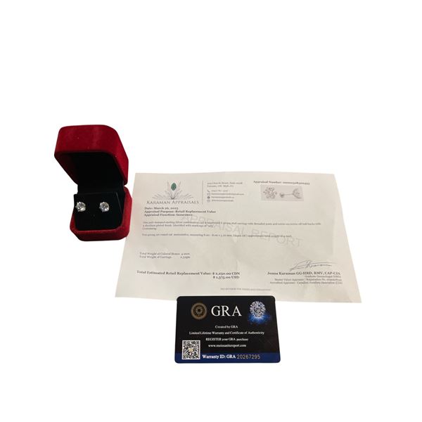 4.00 CT TW GRA CERTIFIED ROUND BRILLIANT CUT MOISSANITE STONES VVS D COLOR SET IN 6 CLAW FILAGREE HE