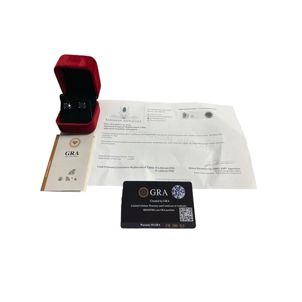 6.00 CT TW GRA CERTIFIED ROUND BRILLIANT CUT MOISSANITE STONES VVS BLACK COLOR SET IN 6 CLAW BASKET 