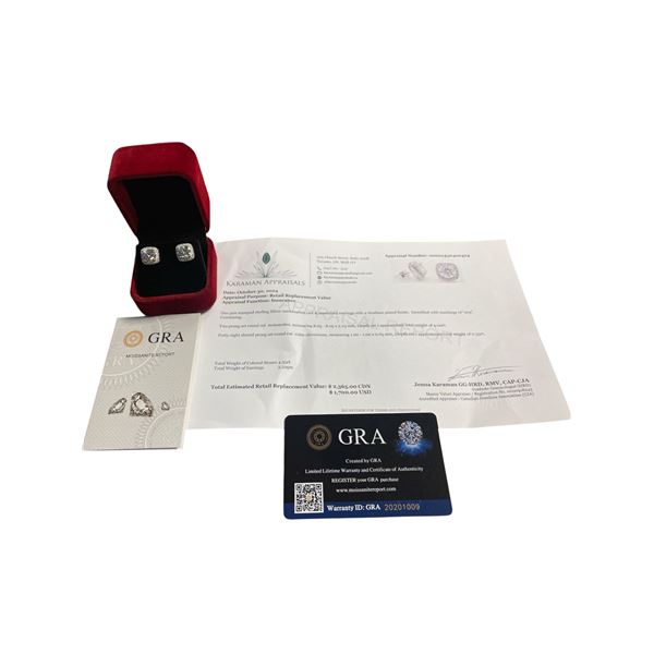 4.00 CT TW GRA CERTIFIED ROUND BRILLIANT CUT MOISSANITE STONE VVS D COLOR WITH 48 ROUND BRILLIANT CU