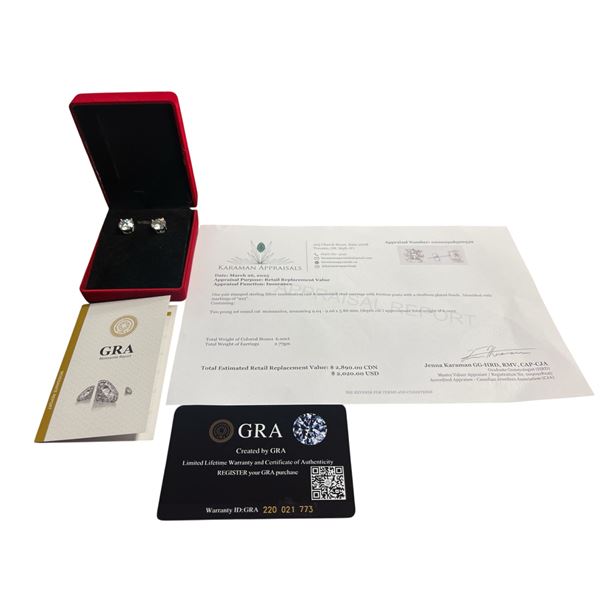 6.00 CT TW GRA CERTIFIED ROUND BRILLIANT CUT MOISSANITE STONES VVS D COLOR SET IN 4 CLAW BASKET HEAD