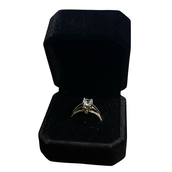 New 14K Gold Plated 1.0ct Cushion Cut Simulated Diamond (CZ) Ring - Size 6