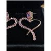 Image 3 : New 18K Gold Plated 1.0ct Emerald Cut Pink Simulated Diamond (CZ) Heart Dangle Earrings