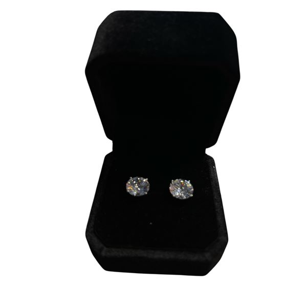 New Platinum Plated 3.0ct Each Simulated Diamond (CZ) Stud Earrings