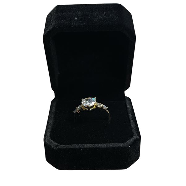 New 14K Gold Plated 2.0ct Heart Cut Simulated Diamond (CZ) Ring - Size 8