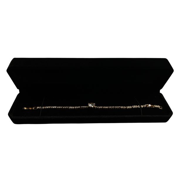 New 18K Gold Plated 4.0ct Heart Cut Simulated Diamond (CZ) Bracelet - 6.75 - 7.5" Long