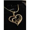 Image 3 : New 18K Gold Plated 30.0mm Simulated Diamond (CZ) Love Heart Necklace - Chain 19" Long