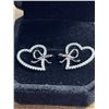 Image 3 : New Platinum Plated 18.00mm Simulated Diamond (CZ) Heart Bow Stud Earrings