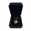 Image 1 : New Platinum Plated 25.0mm Simulated Diamond (CZ) Heart Cluster Necklace - Adjustable Chain 16" - 18